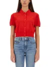 Alexander Wang T Alexanderwang.t Logo-embroidered Cropped Wool Cardigan In Red