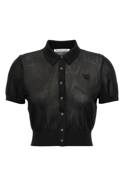 ALEXANDER WANG T T BY ALEXANDER WANG CROPPED POLO SHIRT