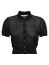 Alexander Wang T T By Alexander Wang Cropped Polo Shirt With Classic Collar In Black