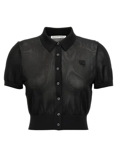 Alexander Wang T T By Alexander Wang Cropped Polo Shirt With Classic Collar