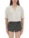 Alexander Wang T T By Alexander Wang Cropped Striped Shirt With Embroidered Logo