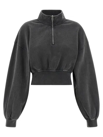 Alexander Wang T T By Alexander Wang Cropped Sweatshirt In Gray