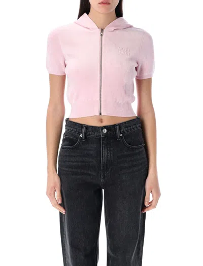 ALEXANDER WANG T T BY ALEXANDER WANG CROPPED ZIP-UP HOODIE