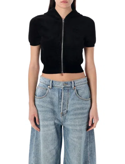 ALEXANDER WANG T T BY ALEXANDER WANG CROPPED ZIP-UP HOODIE