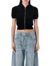 Alexander Wang T T By Alexander Wang Logo Chenille Cropped Hoodie In Black