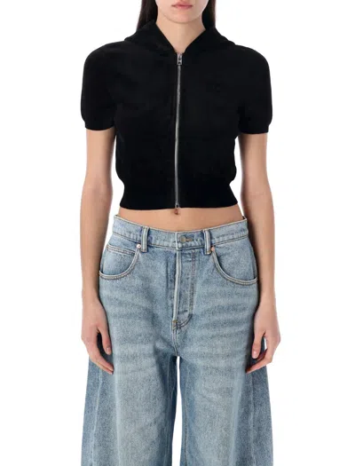ALEXANDER WANG T T BY ALEXANDER WANG CROPPED ZIP-UP HOODIE