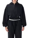 Alexander Wang T T By Alexander Wang Cropped Zip-up Hoodie In Black