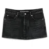 Alexander Wang T T By Alexander Wang Crystal Hotfix Mini Denim Skirt In Grey