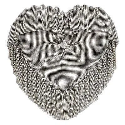 Pre-owned Alexander Wang T T By Alexander Wang Crystal Mesh Heart Pillow Clutch 20422n02m-100 In White