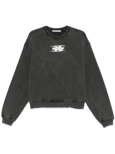 Alexander Wang T T By Alexander Wang Dark Grey Cotton Sweatshirt In Washedcedar