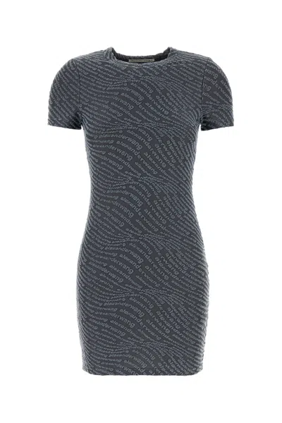 Alexander Wang T T By Alexander Wang Dark Grey Stretch Polyester Mini Dress In Gray