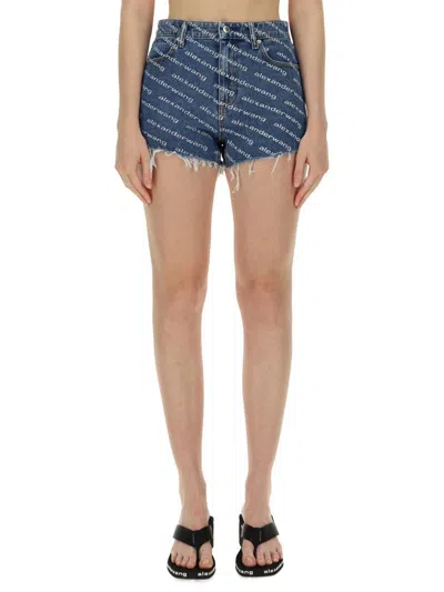 Alexander Wang T T By Alexander Wang Denim Shorts In Navy
