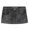 Alexander Wang T T By Alexander Wang Distressed Crystal Mini Skirt In Black