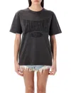 Alexander Wang T T By Alexander Wang Distressed Logo Graphic Tee With Ribbed Neckline