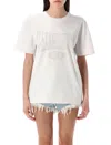 Alexander Wang T T By Alexander Wang Distressed Logo Cotton Tee With Ribbed Neckline In White