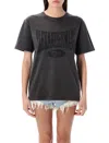 Alexander Wang T T By Alexander Wang Distressed Logo Graphic Tee With Ribbed Neckline In Black