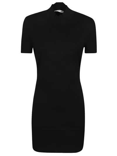 Alexander Wang T Embossed Logo Short Sleeve Mini Dress In Black