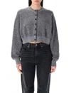 Alexander Wang T T By Alexander Wang Logo Debossed Cropped Cardigan In Grey
