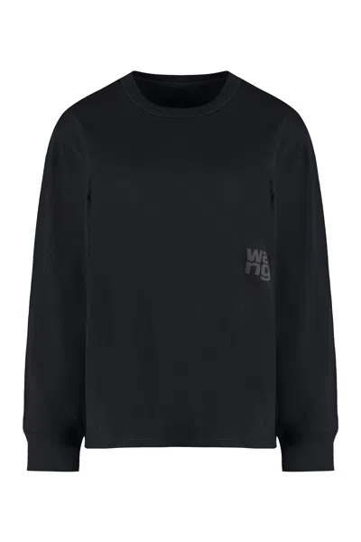 Alexander Wang T T By Alexander Wang Embossed Logo T Shirt In Black