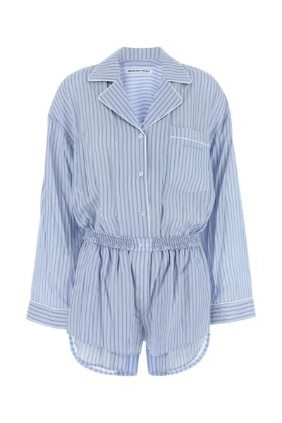 Alexander Wang T T By Alexander Wang Embroidered Lyocell Jumpsuit In Blue