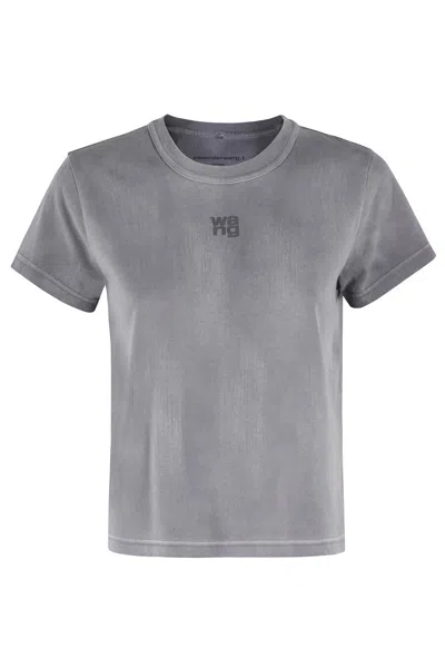 Alexander Wang T T By Alexander Wang Essential Jsy Shrunken Tee In Grey
