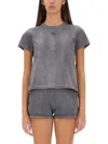 Alexander Wang T T By Alexander Wang Essential Jsy Shrunken Tee In Grey