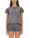 Alexander Wang T T By Alexander Wang Essential Jsy Shrunken Tee In Grey