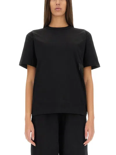 Alexander Wang T Puff Logo Bound Neck Essential T-shirt In Black