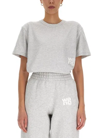 Alexander Wang T Puff Logo Bound Neck Essential T-shirt In Grey