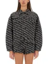 Alexander Wang T Alexander Wang Falling Back Logo-print Denim Jacket In Black