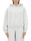 Alexander Wang T T By Alexander Wang Oversized Grey Hoodie With Subtle Logo