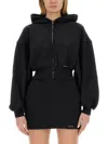 Alexander Wang T T By Alexander Wang Cropped Black Hoodie With Oversized Sleeves
