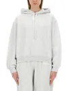 Alexander Wang T T By Alexander Wang Oversized Grey Hoodie With Subtle Logo In Grey