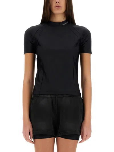 Alexander Wang T T By Alexander Wang Fitted Black T-shirt With Logo Details