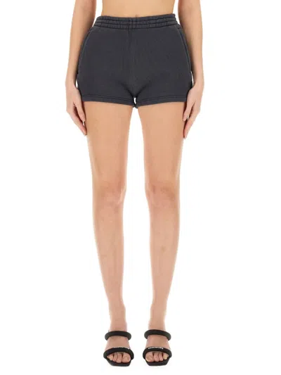 Alexander Wang T T By Alexander Wang Fitted Grey Activewear Shorts With Logo Detail