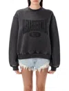 Alexander Wang T T By Alexander Wang Graphic Crew Neck Fleece In Faded Black