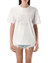 Alexander Wang T T By Alexander Wang Distressed Logo Cotton Tee With Ribbed Neckline In Dirty White
