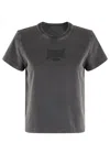 Alexander Wang T T By Alexander Wang Graphic Shrunken Tee In Grey