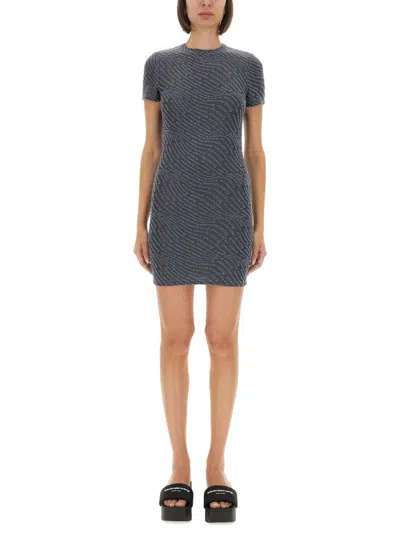 ALEXANDER WANG T T BY ALEXANDER WANG JACQUARD MINI DRESS WITH LOGO
