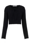 Alexander Wang T T By Alexander Wang Drop Shoulder Cropped Pullover In Black