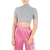 ALEXANDER WANG T T BY ALEXANDER WANG LADIES ALLOY CROPPED TURTLENECK PULLOVER