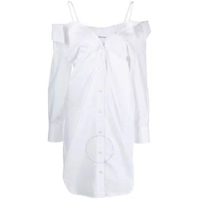 Alexander Wang T T By Alexander Wang Ladies Bright White Off-shoulder Shirt Dress
