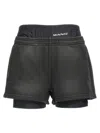 Alexander Wang T T By Alexander Wang Layered Cotton Technical Fabric Boxer Shorts In Black