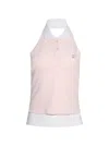 Alexander Wang T T By Alexander Wang Layered Polo Mini Halter Top - Barely Pink And White In Pink