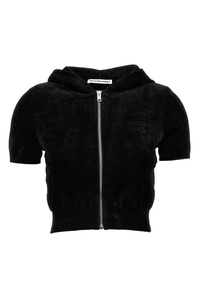 Alexander Wang T T By Alexander Wang Logo Chenille Cropped Hoodie