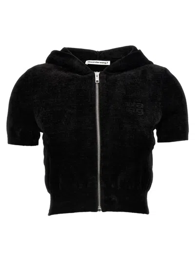 Alexander Wang T T By Alexander Wang Logo Chenille Cropped Hoodie