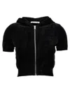 Alexander Wang T T By Alexander Wang Logo Chenille Cropped Hoodie In Black