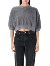 Alexander Wang T T By Alexander Wang Logo-embossed High-frequency Cropped Sweater