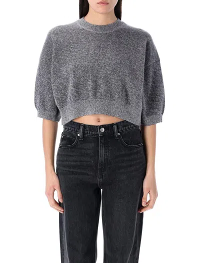 ALEXANDER WANG T T BY ALEXANDER WANG LOGO-EMBOSSED HIGH-FREQUENCY CROPPED SWEATER