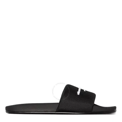 Alexander Wang T By  Logo-print Flat Slides In Black